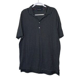 Polo Golf Ralph Lauren Stretch Lisle Black White Striped Golf‎ Polo Shirt Large